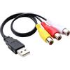 TERNCOEW Adattatori AV da USB a 3 RCA 0,25 metri, 3 jack femmina, splitter per installazioni con spazi limitati per PC, TV, collegamento cavo audio video composito USB