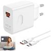 Quvxzy 100W Supercharge Caricabatterie Rapido per Honor con 6A Cavo USB C 1m,2 porte PD Caricabatterie Rapido per Honor 200 200 Pro 200 Lite Pura 70 Ultra Magic7 Pro 7Lite 6Lite 6Pro X6b Pad X8a