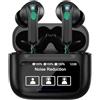 ZZHAO Cuffie Bluetooth Wireless Auricolari Neri con Schermo Touch a Colori, ANC Cancellazione Rumore, Controllo Impronta Digitale, Suono HiFi Bassi, Lunga Batteria per iOS Android