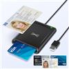 Quanlex USB-A Lettore CIE 3.0 Carta d'Identità Elettronica e Tessera Sanitaria, Lettore Smart Card NFC per DNI, Carte Bancarie, Compatibile Windows, Linux, Android, Cavo 95 cm