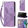 SIENIANLINE Cover per Motorola Moto G54 5G custodia portafoglio Viola | 3 scomparti carte, 1 tasca banconote, Chiusura magnetica, Supporto, Pelle PU flip cover per Moto G54 Power