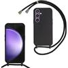 SLWYF Custodia per Samsung Galaxy S25 FE Cover con Cordino, Silicone Antiurto TPU Morbido Corda Collana Necklace Regolabile Stylish con Catena Ultra Sottile Cover Case, Nero