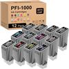 Yongairuink Inchiostro compatibile PFI-1000 per CAN imagePROGRAF PRO-1000 0545C006 80ml (MBK PBK C M Y R GY B PGY PC PM CO)