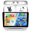 NHOPEEW 4+128G Android Autoradio per Peugeot 307 2002-2013 con Wireless Carplay e Android Auto - Schermo incell da 9 pollici Supporto WiFi GPS Comandi al volante + Telecamera di retromarcia, Canbus