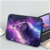 Showudesigns Galaxy Wolf Custodia per Computer da Uomo - Protettore per Laptop da 15 Resistente Borsa Tote per Viaggi di Lavoro - Cartella Cielo Stellato