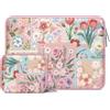 MOSISO 14 pollici Custodia Laptop, 14 pollici Borsa PC Compatibile con HP | 14 pollici Borsa PC per HP Stream, Dell Latitude, Lenovo IdeaPad, Borsa Computer Neoprene con Motivo Floreale e Pouch, Rosa