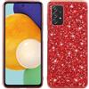 SEHEYA Cover Brillantini per Samsung Galaxy A52S / A52 5G / A52 4G Glitter Silicone Case Hybrid Morbido Antiurto Custodia Diamante Lucciante Cristalli Design Cover Cellulari Donne Ragazze, Rosso