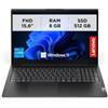 Lenovo V15 G5 IRL, Laptop professionale 15.6 Full HD - Nero Processore Intel Core i5 13ª Gen, RAM DDR5 8GB, SSD 512GB veloce, Windows 11 Pro