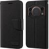 Shantime Custodia in pelle intrecciata per Fossibot F110L - Nero | 6.745 Custodia flip portafoglio in tessuto Oxford con guscio interno in TPU, supporto integrato e portacarte