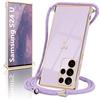 Micoden Cover per Samsung Galaxy S24 Ultra 5G in silicone con collana con motivo cuore d'amore carino, custodia con cordino, cordino in corda per Samsung Galaxy S24 Ultra 5G, Viola