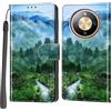 PHINIENLAND Cover per Honor Magic8 Lite PU Pelle Custodia Flip Foresta