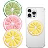 HYRKOTW 3 Pezzi Supporto Telefono Pieghevole a Forma di Fetta di Limone, Base Estensibile in PVC Morbido, Impugnatura Retrattile per Smartphone e Tablet, Accessorio per Mani Libere (Rosa, Giallo, Verde)
