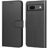 PHONILLICO Cover per Google Pixel 7A - Custodia Nera Portafoglio con Chiusura Magnetica Porta Carte Antiurto e Protezione Completa