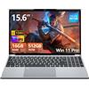 NIKOTSIS PC Portatile 16GB RAM 512GB SSD, Win 11 OS Notebook Twin Lake-N150 CPU, 15.6 Pollici Laptop FHD 1920*1080, Tastiera Retroilluminata+Sblocco Impronta Digitale, WiFi5+USB3.0+BT4.2+Webcam+Mini-HDMI