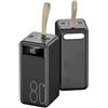 WSGDSG Power Bank, Caricabatterie Portatile da 100000 mAh con Uscite e Ingressi, Caricabatterie Rapido per iPhone con Torcia Batteria Esterna USB C ad Altissima Capacità(Size:Nero,Color:80000Mah)