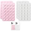 Vauki Set di 4 ventose per telefono cellulare double face, in silicone, autoadesive, rosa chiaro e bianco, pratico accessorio per telefono, custodia a ventosa multifunzione per fissaggio mobile
