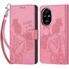 KENHONER Custodia per Honor 200 Pro Cover, Rosa | Portafoglio in Pelle PU Retro, Antiurto Flip, Slot per Schede, Funzione Stand, Chiusura Magnetica