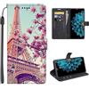 SEHEYA per Oppo Reno 14 5G Cover Libretto con Motivo Custodia Portafoglio a Libro Flip Case 3 Tasche Interne Fibbia Magnetica Protezione Caso, Fiore Torre Eiffel