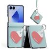 SINQERISHT Custodia per Samsung Galaxy Z Flip 7 5G 2025 Love, in pelle PU, con anello e bracciale, custodia a portafoglio con ventosa magnetica, ultra sottile, elegante, antiurto, verde