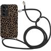 Xylota Cover per Samsung Galaxy A57 con Cordino, Aesthetic Disegni Custodia con Regolabile Tracolla Laccio Collana Case, Silicone Bumper Protettiva Custodie per Samsung A57 6,7'', leopardata 01