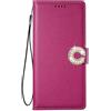 SEHEYA Cover Portafoglio per Realme 12 5G / Realme 12X 5G Custodia Libro in Pelle Fibbia Brillantini Flip Case con Chiusura Magnetica Cavalletto Porta Carte, Rosso Rosa