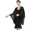 BEAUTELICATE Coprispalle Chiffon Donna Elegante Scialle Cardigan Kimono Lungo con Giromanica Trasparente Cover Up Estivo Mantelle per Abiti Sposa Damigella Matrimonio Festival (Nero)