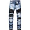 XIMXIMMTIAN Jeans da uomo slim fit, elasticizzati, strappati, stile motociclista, alla moda, dritti, comodi, con vita flessibile, stile casual, 46