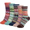 Riqiaqia 5 Paia Calzini Donna Invernali in Lana Merino Calzini Termiche Vintage Inverno Calze Caldi in Cotone Donna per Trekking, Escursioni, Sport