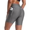 baleaf Pantaloncini da bagno da donna a vita alta da 15,2 cm, controllo della pancia, pantaloncini da nuoto con tasche, Grigio scuro, L
