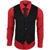 Subliminal Mode - Stiratura facile gilet + camicia + cravatta uomo colletto tinta unita manica lunga vestibilità slim business, idea regalo RN22