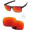 PapaViva Lenti di ricambio e naselli per Oakley Holbrook Metal OO4123, Rosso fuoco, Holbrook Metal