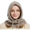 ACUSHLA Passamontagna 100% lana merino donna uomo cappello invernale lavorato a maglia sciarpa con cappuccio, Caffè, One Size
