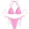 ZAFUL Costume da bagno a due pezzi con supporto trangle da donna Tie-Side Cheeky Texture/floreale/stampa leopardata, Motivo leopardato, M