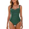 WIN.MAX Costume Intero Donna, Costume Intero con Controllo della Pancia, Costume da Bagno Taglie Forti per Donna Monokini Push-up Vintage, per Coppe da C a DD (Verde Turchese, EU42)