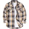 zitysport Camicia da Uomo a Quadri Maniche Lunghe Camicia da Flanella Stile Boscaiolo con Tasche sul Petto Calda Ideale per Lavoro All'aperto Tempo Libero vestibilità Regolare(Beige M)