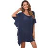 RPAEOY Copricostume Donna Mare Copricostumi Arruffato Cotone Bikini Cover Up Tunica Costume da Bagno Estate Abito Spiaggia Beachwear (Blu)