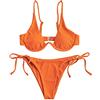 ZAFUL - Costume da bagno 2 pezzi da donna, bikini, con ferretto, motivo leopardato, incrociato, effetto push-up, a vita alta, arancione-A., M