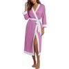 PrinStory Accappatoio da donna, lungo, maniche a 3/4, vestaglia leggera, con scollo a V, kimono