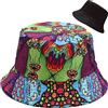 XYIYI - Cappello alla pescatora, da spiaggia, cappelli da donna, reversibile, double face, Funghi psichedelici, Taglia unica