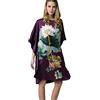 Prettystern Donna 100% Seta Kimono Caftano Pigiama Camicia da Notte con Pittura a Pennello Cinese Dipinto a Mano
