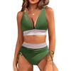 RITOSTA Costume da Bagno Donna a Vita Alta Due Pezzi Sexy Bikini Mare con Coulisse Costumi Push up Imbottito Scollo a V Reggiseno Swimwear Abiti da Spiaggia Tankini Estiva Beachwear (Verde,XL)