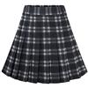 Dressystar Gonna elastica da donna a pieghe, tinta unita, da tennis, basic, mini gonna, Griglia grigia nera 20, X-Small