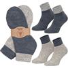 MOUNTREX Calzini Alpaca, calzini di lana per uomo e donna - Calzini invernali lavorati a maglia spessa - 2 paia, Grigio/Jeans - Corto, 43-46 EU