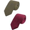 WANYING Cravatta da uomo, 7 cm, stretta, da 2,75 pollici, lavorata a maglia, stile retrò, sporty, casual, ufficio, base per gentleman, 2 × verde oliva bordeaux, Länge: 148cm * Breite: 7cm