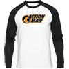 GENIGMAE Action Man Maglietta da Baseball Unisex Uomini Donne Manica Lunga Bianca T-Shirt Men White Tee