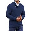Celanisai Maglione da uomo a collo alto con bottoni, caldo, a maniche lunghe, per il tempo libero, invernale, leggero, Y2K Streetwear, O blu scuro, L