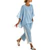 Gienslru Tuta Donna Estivo Completa Casual Set 2 Pezzi Pantaloni Larghi e Top Oversize Boho Tute Kaftano Sportive Primavera Cotone Leggero Completo Outfit Mare Vacanza Cerimonia Co-ord Elegante