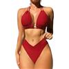 YKDLLF Costume Donna Due Pezzi Mare Bikini da Bagno con Top Triangolo Coppe Estraibili e Slip Vita Alta Sgambata Fantasie Vivaci Maioliche e Fiori di Sicilia Triangolo Imbottito
