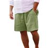 Yageshark Pantaloncini estivi da uomo in lino leggeri e ariosi tinta unita vestibilità ampia per il tempo libero pantaloni corti, verde chiaro, XXL