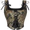 SHYMMUO Corsetto rinascimentale da donna blu corsetto top con lacci vintage bustier gilet per uscire, Nero/Oro, Large